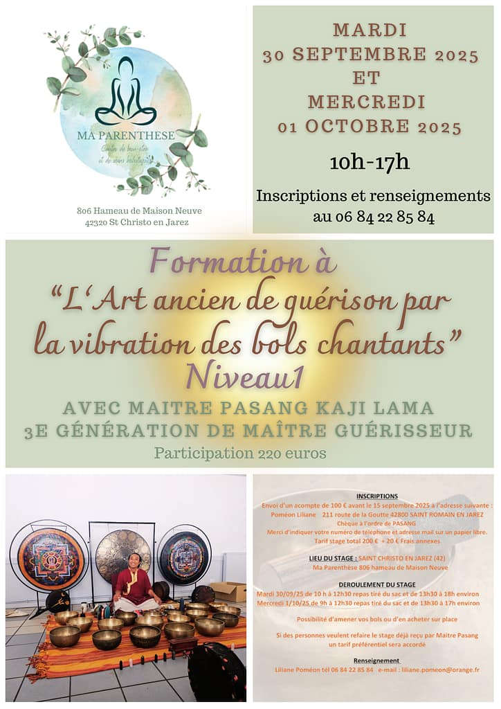 Stage de bols chantants niveau 1 avec Pasang Lama
