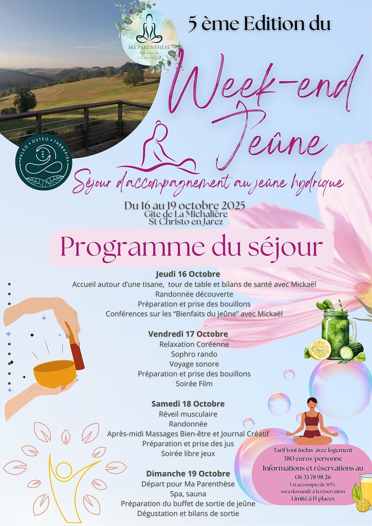 programme définitif découverte jeûne hydrique du 16 au 19 octobre 2025