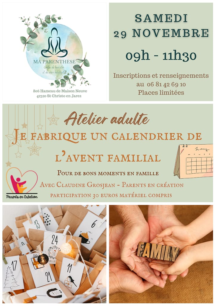 Atelier adulte de création de calendrier de l'avent familial pour partager des moments conviviaux en famille