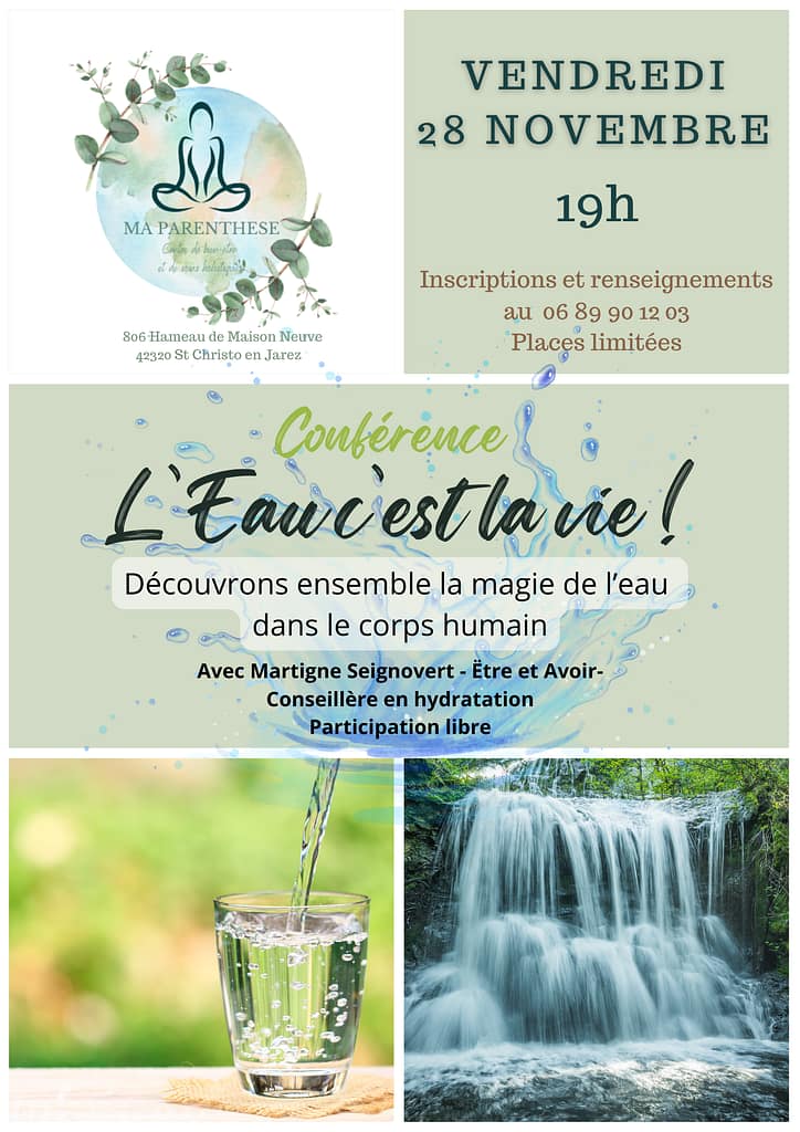 Conférence sur les bienfaits de l'eau sur le corps humain et sur la qualité de l'eau