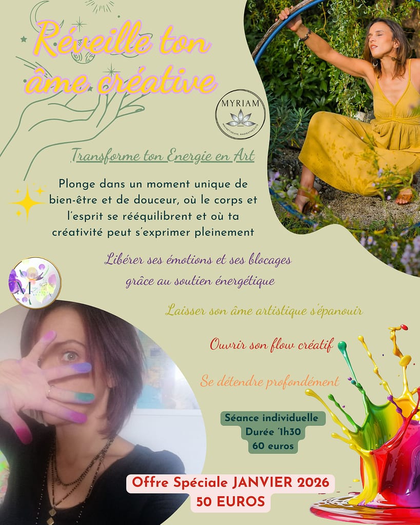 Séance d'art thérapie et de magnétisme pour libérer ses émotions et ouvrir sa puissance créative